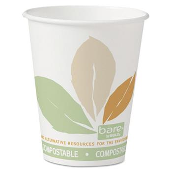 SOLO Cup Company Bare Eco-Forward Hot Cups, 8 oz, Paper, White With Leaf Design, 50/Bag, 20 Bags/Carton