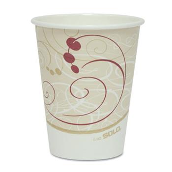 SOLO Cup Company Hot Cups, 8 oz, Paper, Symphony Design, Beige, 50/Pack