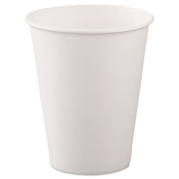 SOLO Cup Company Single-Sided Hot Cups, 8 oz, Poly Paper, White, 50/Bag, 20 Bags/Carton