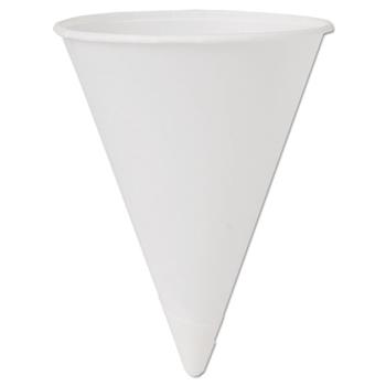 SOLO Cup Company Cone Cold Water Cups, 4 oz, Paper, White, 200/Bag, 25 Bags/Carton