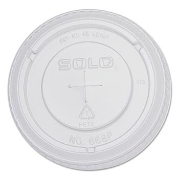 SOLO Cup Company PETE Flat Straw-Slot Cold Cup Lids, 16oz Cups, Clear, 100/Pack, 10 Packs/Carton