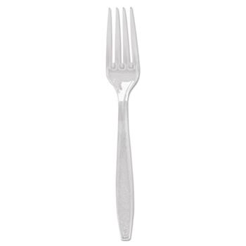 SOLO Cup Company Guildware Heavyweight Plastic Cutlery, Forks, Clear, 1000/Carton