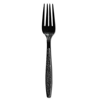 SOLO Cup Company Guildware Heavyweight Plastic Forks, Black, 1000/Carton