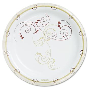 SOLO Cup Company Symphony Round Dinner Plates, Heavyweight, Paper, 9&quot;, Patterned, 125 Plates/Pack