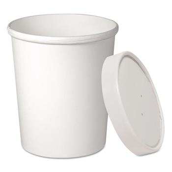 SOLO Cup Company Flexstyle Double Poly Container and Lid, Paper, Round, 32 oz, White, 25/Pack