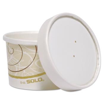 SOLO Cup Company Flexstyle Double Poly Container and Lid, Paper, Round, 8 oz, Symphony Design, 250/Carton