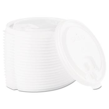 SOLO&#174; Cup Company Lift Back &amp; Lock Tab Cup Lids for Foam Cups, 10/12/16/20 oz, White, 1000/Carton