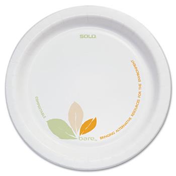 SOLO Cup Company Bare Paper Eco-Forward Dinnerware, 6&quot; Plate, Green/Tan, 500/Carton