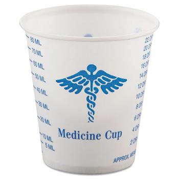 SOLO Cup Company Paper Medical &amp; Dental Graduated Cups, 3oz, White/Blue, 100/Bag, 50 Bags/Carton