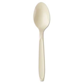 SOLO Cup Company Reliance Teaspoons, Medium Weight, Plastic, Champagne, 1000/Carton