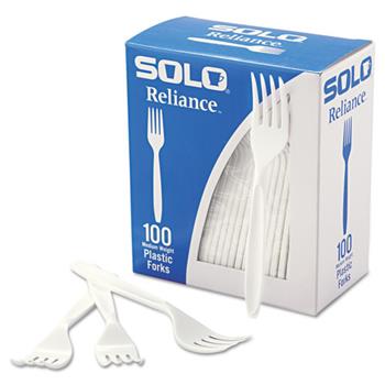 SOLO&#174; Cup Company Boxed Reliance Mediumweight Cutlery, Fork, White, 1000/Carton