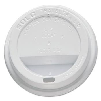 SOLO&#174; Cup Company Traveler Drink-Thru Lids, Fits 10oz Cups, White, 100/Pack, 10 Packs/Carton