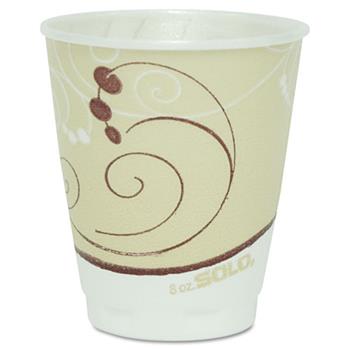SOLO&#174; Cup Company Symphony Design Trophy Foam Hot/Cold Drink Cups, 8oz, Beige, 100/Pack