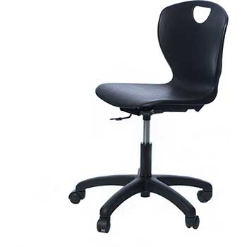 Scholar Craft Ovation Series Task Chair, Adjustable 17-23&quot; Black Star Base Pneumatic Caster Chair, Black Shell