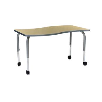 Scholar Craft Method Series Table, 30&quot;D x 54&quot;W Undulate Shape Top, Height Adjustable, Asian Sand