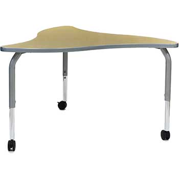 Scholar Craft Method Series Table, 48-52&quot; Asian Sand Polygon Shape Top, Platinum T-Mold,  Platinum 8600 Adjustable Legs 25-34&quot; H