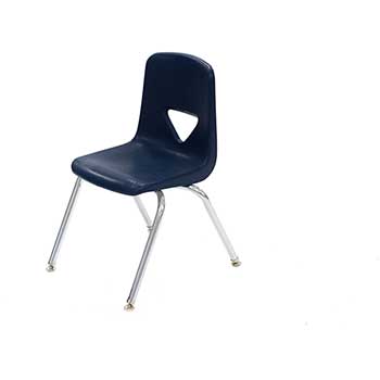 Scholar Craft 120 Series 4-Leg Chair, 13.5&quot; Navy Shell, Chrome Frame
