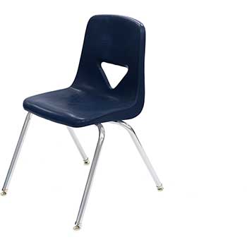 Scholar Craft 120 Series 4-Leg Chair, 17.5&quot; Navy Shell, Chrome Frame