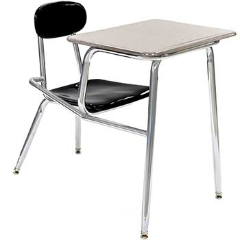 Scholar Craft 5000 Series Combination Desk, Grey Nebula Solid Plastic 18-24&quot; Top, Black Solid Plastic Seat and Back, Chrome Frame