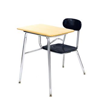 Scholar Craft 5000 Series Combination Desk, Sugar Maple Solid Plastic 18-24&quot; Top, Navy Solid Plastic Seat and Back, Chrome Frame
