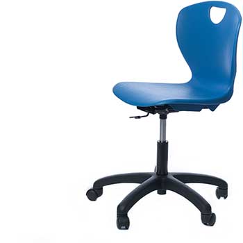 Scholar Craft Ovation Series Task Chair, Adjustable 17-23&quot; Black Star Base Pneumatic Caster Chair, Primary Blue Shell