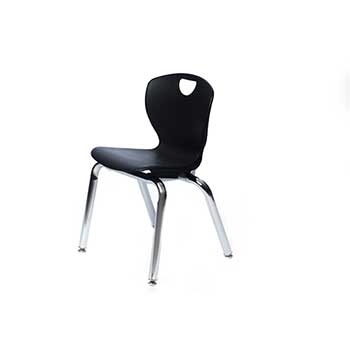 Scholar Craft Ovation Series 4-Leg Chair, 14&quot; H, Black Shell, Chrome Frame