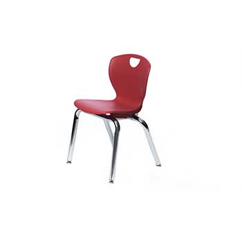 Scholar Craft Ovation Series 4-Leg Chair, 14&quot; H, Red Shell, Chrome Frame