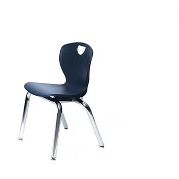 Scholar Craft Ovation Series 4-Leg Chair, 16&quot; H, Navy Shell, Chrome Frame