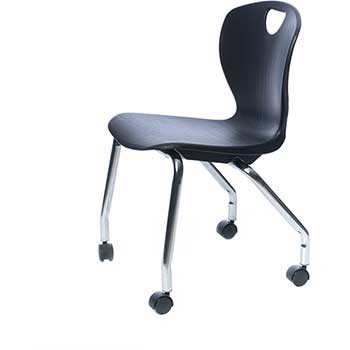 Scholar Craft Ovation Series 4-Leg Caster Chair, 18&quot; Black Shell, Chrome Frame