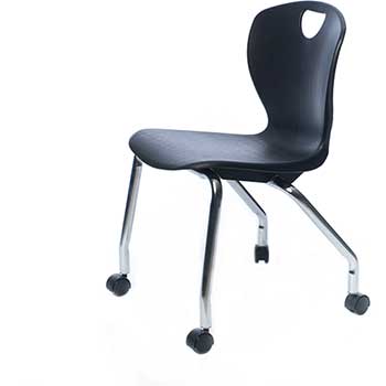 Scholar Craft Ovation Serie  4-Leg Caster Chair, 18&quot; Navy Shell, Chrome Frame