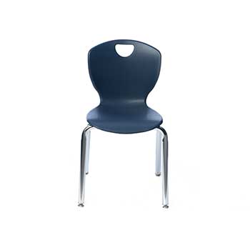 Scholar Craft Ovation Series 4-Leg Chair, 18&quot; H, Navy Shell, Chrome Frame