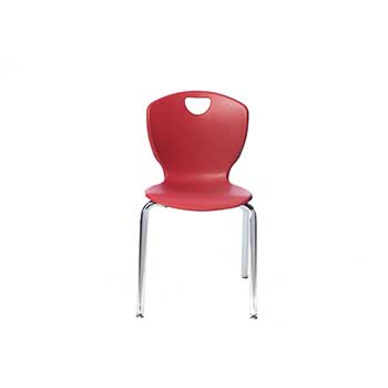 Scholar Craft Ovation Series 4-Leg Chair, 18&quot; H, Red Shell, Chrome Frame