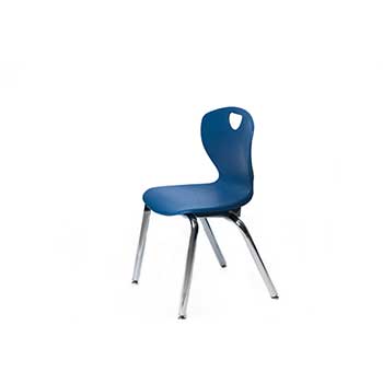 Scholar Craft Ovation Series 4-Leg Chair, 18&quot; H,  Extra Large Primary Blue Shell, Chrome Frame