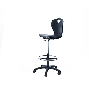Scholar Craft 2Thrive Series Lab Chair, 23-33&quot; Black Star Base Pneumatic Caster Chair, Black Shell