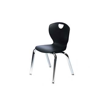 Scholar Craft 2Thrive Series 4-Leg Chair, 14&quot; H, Black Shell, Chrome Frame