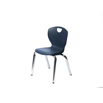 Scholar Craft 2Thrive Series 4-Leg Chair, 14&quot; H, Navy Shell, Chrome Frame