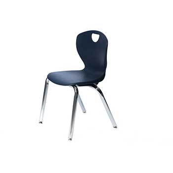Scholar Craft 2Thrive Series 4-Leg Chair, 16&quot; H, Navy Shell, Chrome Frame