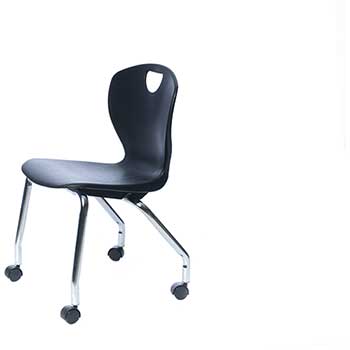 Scholar Craft 2Thrive Series 4-Leg Caster Chair, 18&quot; H, Black Shell, Chrome Frame