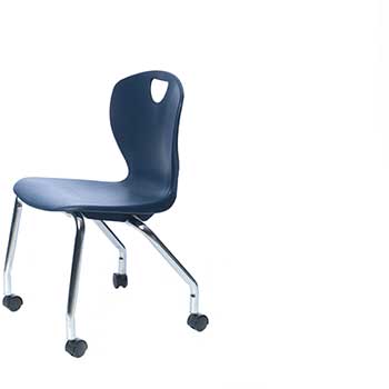 Scholar Craft 2Thrive Series 4-Leg  Caster Chair, 18&quot; H, Navy Shell, Chrome Frame