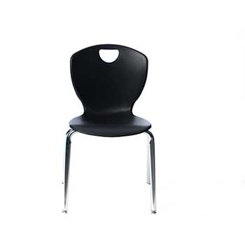 Scholar Craft 2Thrive Series 4-Leg Chair, 18&quot; H, Black Shell, Chrome Frame