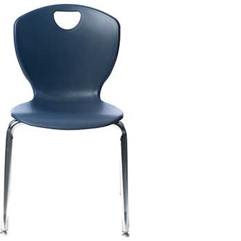 Scholar Craft 2Thrive Series 4-Leg Chair, 18&quot; H, Navy Shell, Chrome Frame