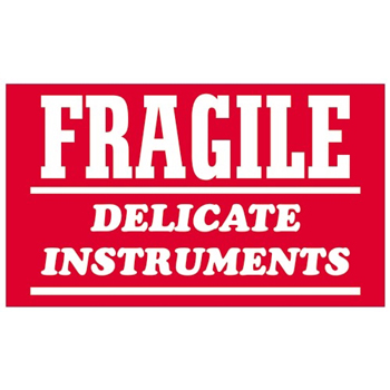W.B. Mason Co. Delicate Instruments Labels, Fragile- Delicate Instruments, 3 in x 4 in, Red/White, 500/Roll