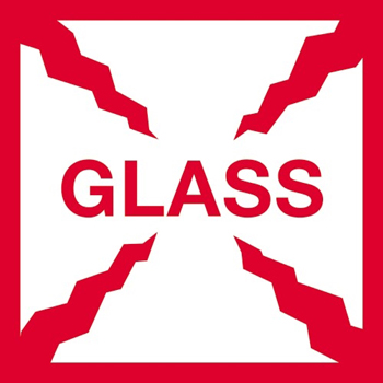 W.B. Mason Co. Labels, Glass, 4 in x 4 in, Red/White, 500/Roll