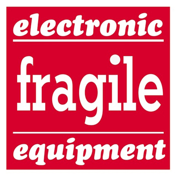 W.B. Mason Co. Labels, Fragile- Electronic Equipment, 4 in x 4 in, Red/White, 500/Roll