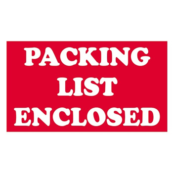 W.B. Mason Co. Labels, Packing List Enclosed, 3 in x 5 in, Red/White, 500/Roll