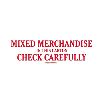 W.B. Mason Co. Labels, Mixed Merchandise- Check Carefully, 2 in x 6 in, Red/White, 500/Roll