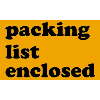 W.B. Mason Co. Labels, Packing List Enclosed, 3 in x 5 in, Fluorescent Orange, 500/Roll