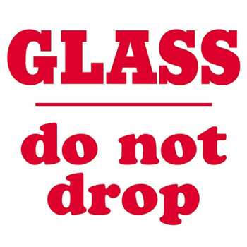 W.B. Mason Co. Labels, Glass- Do Not Drop, 3 in x 4 in, Red/White, 500/Roll
