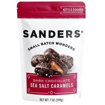 Sanders Sea Salt Caramels, Dark Chocolate, 7 oz, 6 Bags/Case