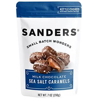 Sanders Sea Salt Caramels, Milk Chocolate, 7 oz, 6 Bags/Case
